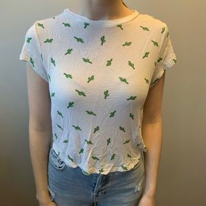 Cactus print cropped t-shirt